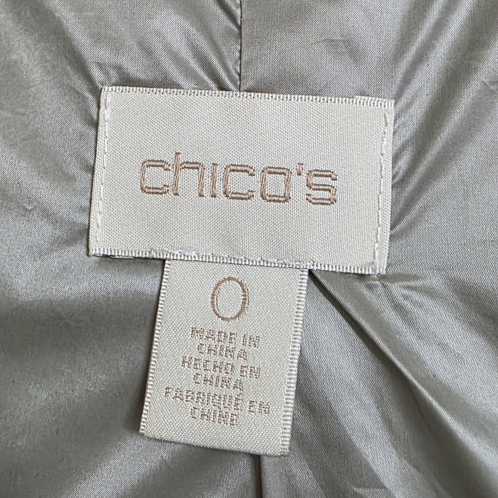 Chico's Silver Quilted Embroidered Puffer Vest - Picture 3 of 4
